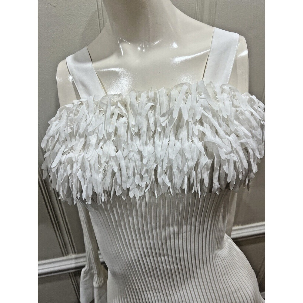 Kaelyn Max Long Sleeve Fringe Fluff White Top White Medium